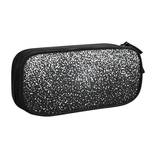 LONGZEHAO Federmäppchen mit großem Fassungsvermögen, glänzendes silberfarbenes Glitzer-Design, doppellagiger Reißverschluss, Federmäppchen, Make-up-Tasche von Longzehao