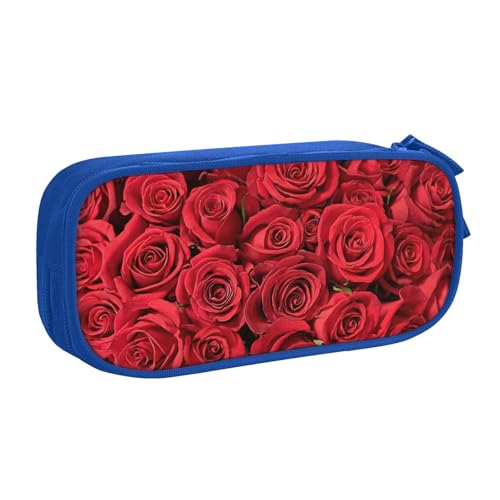 LONGZEHAO Federmäppchen mit großem Fassungsvermögen, roter Rosen-Druck, doppellagiger Reißverschluss, Federmäppchen, Make-up-Tasche LONGZEHAO Federmäppchen mit großem Fassungsvermögen, roter Rosen-Druck, doppellagiger Reißverschluss, Federmäppchen, Make-up-Tasche von Longzehao