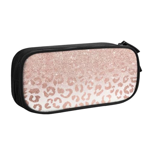 LONGZEHAO Federmäppchen mit großem Fassungsvermögen, rotgoldener Glitzer-Druck, doppellagiger Reißverschluss, Federmäppchen, Make-up-Tasche von Longzehao