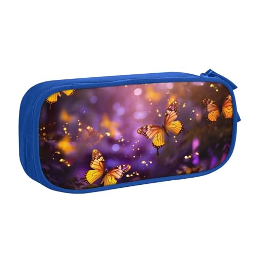 LONGZEHAO Federmäppchen mit großem Fassungsvermögen, violett-goldfarbene Schmetterlinge, 3 Drucke, doppellagiger Reißverschluss, Federmäppchen, Make-up-Tasche LONGZEHAO Federmäppchen mit großem Fassungsvermögen, violett-goldfarbene Schmetterlinge, 3 Drucke, doppellagiger Reißverschluss, Federmäppchen, Make-up-Tasche von Longzehao