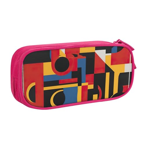 LONGZEHAO Federmäppchen mit großem Fassungsvermögen in Rot, Gelb, Blau und Schwarz, doppellagiger Reißverschluss, Stiftebox, Make-up-Tasche, Organizer von Longzehao