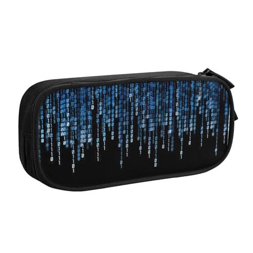 LONGZEHAO Großes Fassungsvermögen, blaues Federmäppchen, Doppelschicht-Reißverschluss, Make-up-Tasche, Organizer von Longzehao