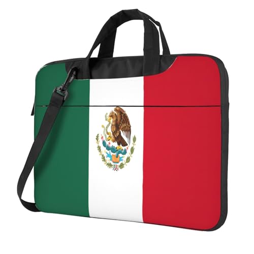 Laptoptasche mit Flagge von Mexiko, tragbar, mit einer Schultertasche, kompatibel mit 13-15,6 Zoll (33 - 39,6 cm), Schwarz, 15.6 inch von Longzehao