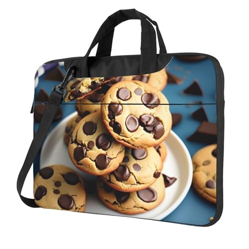 Laptoptasche mit Keksaufdruck, tragbar, mit einer Schultertasche, kompatibel mit 13-15,6 Zoll (33 - 39,6 cm), Schwarz, 15.6 inch von Longzehao