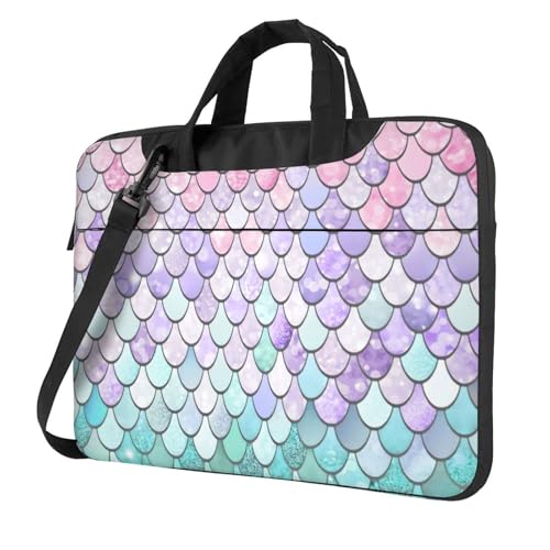 Laptoptasche mit Meerjungfrauen-Motiv, tragbar, mit einer Schultertasche, kompatibel mit 13-15,6 Zoll (33 - 39,6 cm), Schwarz, 15.6 inch von Longzehao