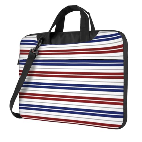 Laptoptasche mit Streifendruck, tragbar, mit einer Schultertasche, kompatibel mit 13-15,6 Zoll (33 - 39,6 cm), Schwarz, 14 inch von Longzehao