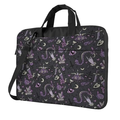 Laptoptasche mit gruseligem Aufdruck, tragbar, mit einer Schultertasche, kompatibel mit 13-15,6 Zoll (33 - 39,6 cm), Violett / Schwarz, Schwarz, 15.6 inch von Longzehao