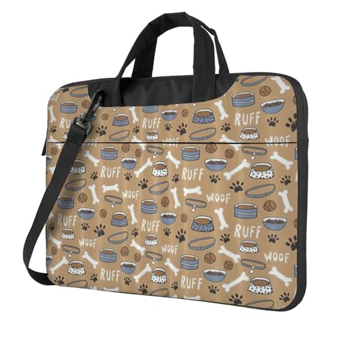 Laptoptasche mit niedlichem Hundeknochenmotiv, tragbar, mit einer Schultertasche, kompatibel mit 33 - 39,6 cm (13 - 15,6 Zoll), Schwarz, 15.6 inch von Longzehao