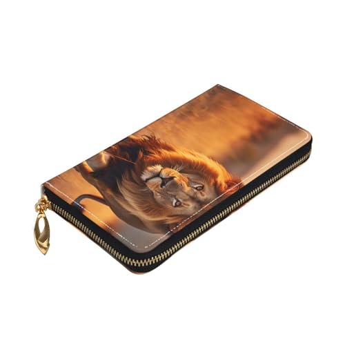 Longzehao African Animals1 Premium Leder Geldbörse mit Reißverschluss für Damen und Herren, Scheckbuchhülle, RFID-blockierend von Longzehao