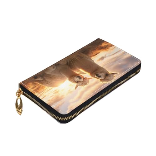 Longzehao Alpaca Llama1 Print Premium Leder Zip Around Wallet für Damen und Herren Scheckbuchhülle RFID Blocking von Longzehao