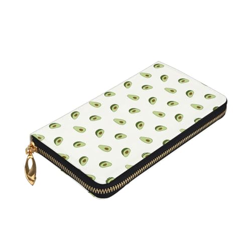 Longzehao Avocado-Print Premium Leder Reißverschluss Rundum Geldbörse für Damen und Herren Scheckbuchhülle RFID Blocking von Longzehao