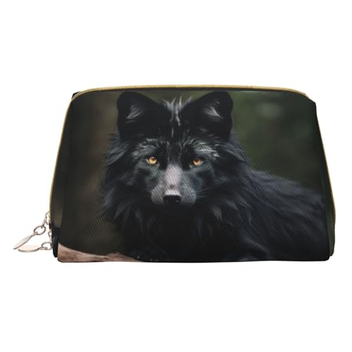 Longzehao Black Beaver1 Make-up-Tasche aus Leder, mit Reißverschluss, Kosmetiktasche, Reise-Organizer, Kulturbeutel, Clutch, Weiß, Einheitsgröße, Weiß, One Size von Longzehao