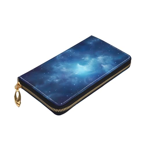 Longzehao Blue Galaxy2 Print Premium Leder Reißverschluss Rundum Geldbörse für Damen und Herren Scheckbuchhülle RFID Blocking von Longzehao