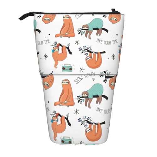 Longzehao Brown Faultier Druck Teleskop Bleistift Tasche Stifthalter Pop Up Lagerung Fall, Stehen Tragbare Stift Fall, Schwarz, One Size, blacks, One size von Longzehao