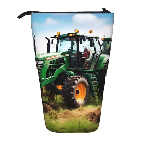 Longzehao Company Teleskop-Federmäppchen mit Traktor-Druck, Stifthalter, Pop-Up-Aufbewahrungsetui, stehend, tragbares Stifteetui von Longzehao