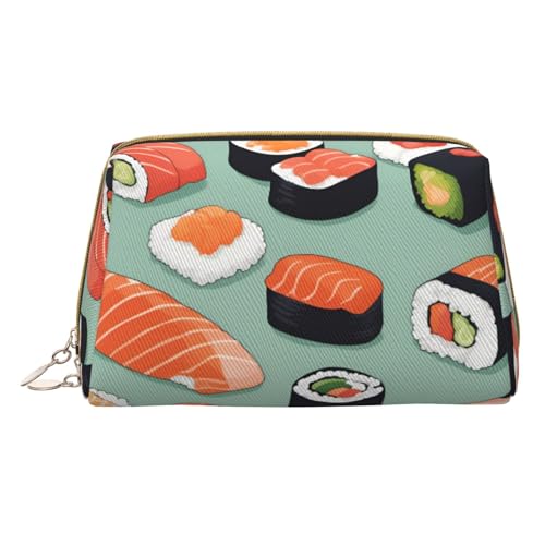 Longzehao Delicious Sushi Make-up-Tasche aus Leder, mit Reißverschluss, Kosmetiktasche, Reise-Organizer, Kulturbeutel, Clutch, Weiß, Einheitsgröße, Weiß, One Size von Longzehao