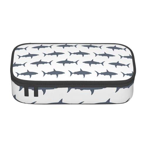 Longzehao Federmäppchen mit großem Fassungsvermögen, Motiv: Fisch und Hai, Aufbewahrungstasche für Bürobedarf von Longzehao