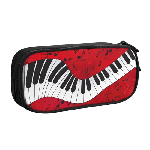 Longzehao Federmäppchen mit großem Fassungsvermögen, Musiknoten, Klavierdruck, doppellagiger Reißverschluss, Federmäppchen, Make-up-Tasche von Longzehao