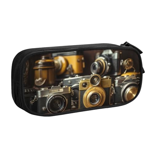 Longzehao Federmäppchen mit großem Fassungsvermögen, Retro-Kamera-Kollektion, doppelschichtiger Reißverschluss, Make-up-Tasche von Longzehao