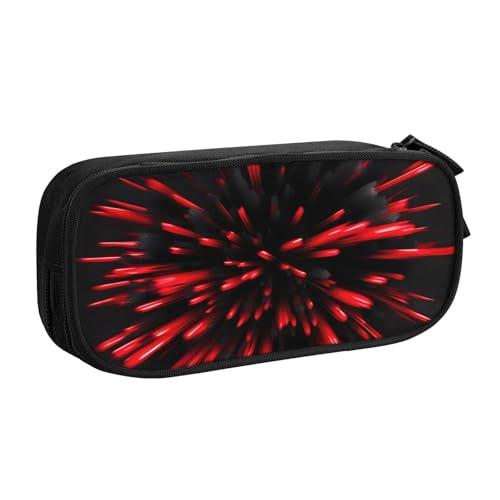 Longzehao Federmäppchen mit großem Fassungsvermögen, rot und schwarz, mit doppelschichtigem Reißverschluss, Make-up-Tasche von Longzehao