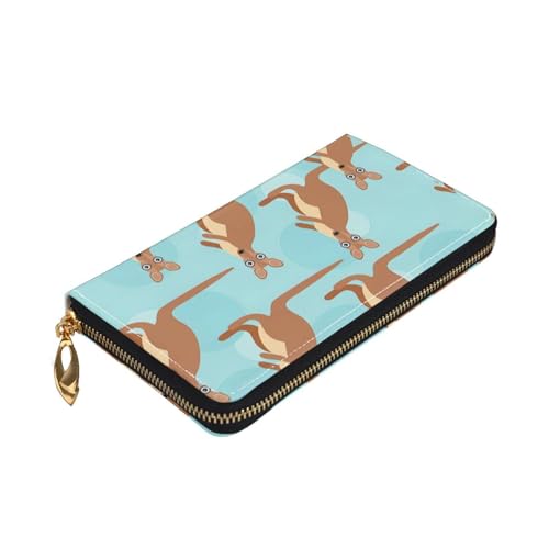 Longzehao Funny for Kangaroo Zoo Print Premium Leather Zip Around Wallet for Men and Women Checkbook Cover RFID Blocking von Longzehao