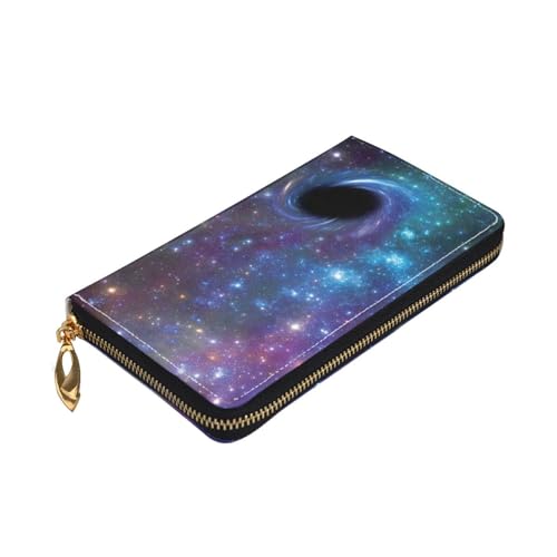 Longzehao Galaxy Print Premium Leder Geldbörse mit Reißverschluss für Damen und Herren Scheckbuchhülle RFID Blocking von Longzehao