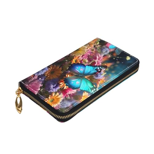 Longzehao Geldbörse aus hochwertigem Leder, mit Reißverschluss, für Damen und Herren, Scheckbuchhülle, RFID-blockierend von Longzehao