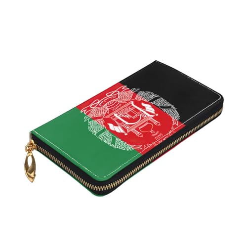 Longzehao Geldbörse mit Afghanistan-Motiv, Premium-Leder, mit Reißverschluss, für Damen und Herren, Scheckbuchhülle, RFID-Blockierung von Longzehao