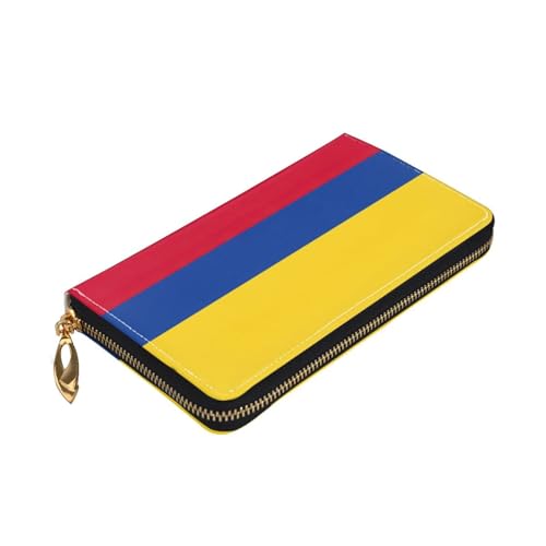 Longzehao Geldbörse mit Aufdruck der Flagge von Kolumbien, Premium-Leder, mit Reißverschluss, für Damen und Herren, Scheckbuchhülle, RFID-blockierend von Longzehao