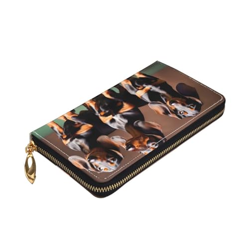 Longzehao Geldbörse mit Dackel-Motiv, Premium-Leder, mit Reißverschluss, für Damen und Herren, Scheckbuchhülle, RFID-Blockierung von Longzehao