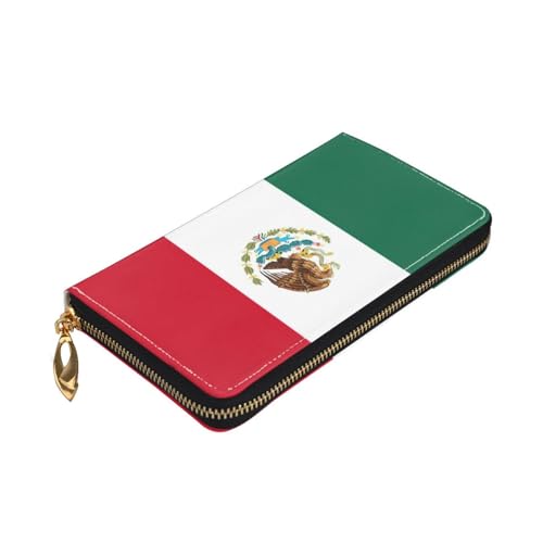 Longzehao Geldbörse mit Flaggenmotiv von Mexiko, Premium-Leder, mit Reißverschluss, für Damen und Herren, Scheckbuchhülle, RFID-blockierend von Longzehao