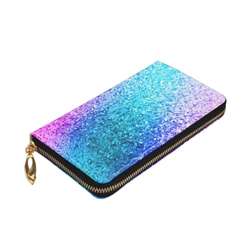 Longzehao Geldbörse mit Glitzer-Pailletten, Punktemuster, Premium-Leder, mit Reißverschluss, für Damen und Herren, Scheckbuchhülle, RFID-Blockierung von Longzehao