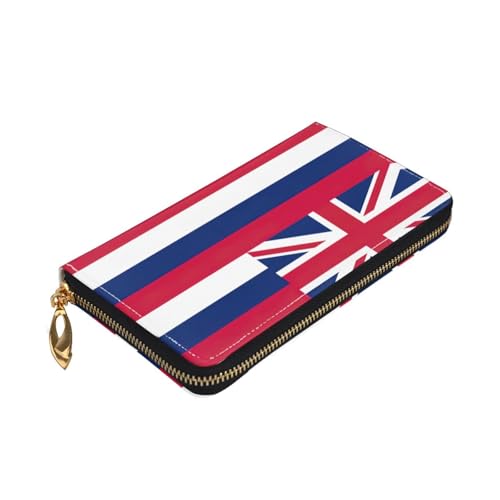 Longzehao Geldbörse mit Hawaii-Flagge, Premium-Leder, mit Reißverschluss, für Damen und Herren, Scheckbuchhülle, RFID-blockierend Longzehao Geldbörse mit Hawaii-Flagge, Premium-Leder, mit Reißverschluss, für Damen und Herren, Scheckbuchhülle, RFID-blockierend von Longzehao