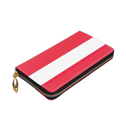 Longzehao Geldbörse mit Österreichischer Flagge, Premium-Leder, mit Reißverschluss, für Damen und Herren, Scheckbuchhülle, RFID-blockierend Longzehao Geldbörse mit Österreichischer Flagge, Premium-Leder, mit Reißverschluss, für Damen und Herren, Scheckbuchhülle, RFID-blockierend von Longzehao