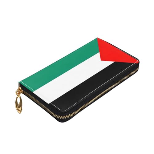 Longzehao Geldbörse mit Palästina-Flagge, Premium-Leder, mit Reißverschluss, für Damen und Herren, Scheckbuchhülle, RFID-blockierend von Longzehao