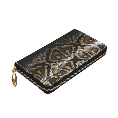 Longzehao Geldbörse mit Schlangenhaut-Aufdruck, Premium-Leder, mit Reißverschluss, für Damen und Herren, Scheckbuchhülle, RFID-Blockierung von Longzehao