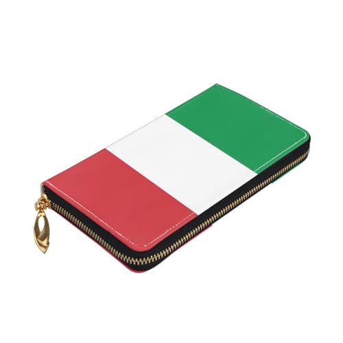 Longzehao Geldbörse mit italienischer Flagge, Premium-Leder, mit Reißverschluss, für Damen und Herren, Scheckbuchhülle, RFID-Blockierung von Longzehao