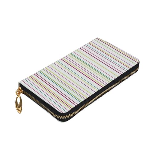 Longzehao Gestreift Print Premium Leder Zip Around Wallet für Damen und Herren Scheckbuchhülle RFID Blocking von Longzehao
