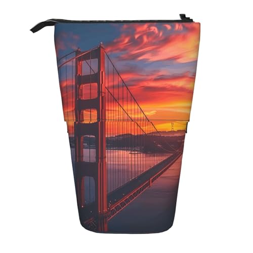 Longzehao Golden Gate Bridge Teleskop-Federmäppchen, Stifthalter, Pop-Up-Aufbewahrung, stehend, tragbares Stifteetui von Longzehao