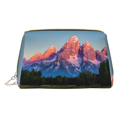 Longzehao Grand Teton Kosmetiktasche aus Leder mit Nationalpark-Motiv, Reißverschluss, Kosmetiktasche, Reise-Organizer, Kulturbeutel, Clutch, Weiss/opulenter Garten, Einheitsgröße von Longzehao