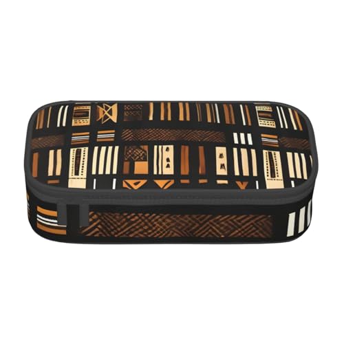 Longzehao Große Kapazität Fach Afrikanischer Schlamm Tuch Tribal Print Etui Aufbewahrungstasche für Bürobedarf, Schwarz, One Size, Art Deco, blacks, One size, Art Deco von Longzehao