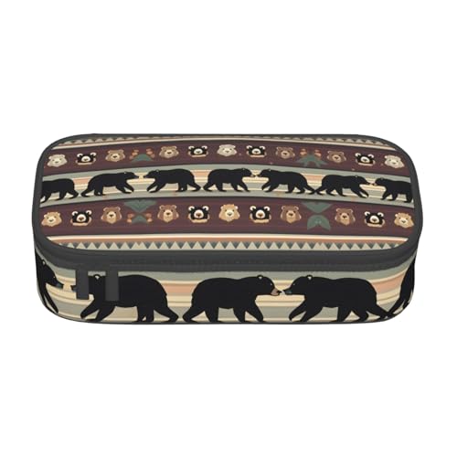 Longzehao Große Kapazität Fach Bär Print Etui Aufbewahrungstasche für Bürobedarf, Schwarz, One Size, Art Deco, blacks, One size, Art Deco von Longzehao