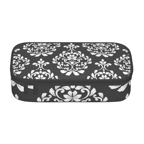 Longzehao Große Kapazität Fach Damast Muster Drucketui Aufbewahrungstasche für Bürobedarf, Schwarz, One Size, Art Deco, blacks, One size, Art Deco von Longzehao