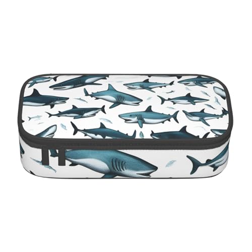 Longzehao Große Kapazität Fach Haifischmuster mit verschiedenen Gesten Druck Federmäppchen Bürobedarf, schwarz, one size, Art Deco, Schwarz, One size, Art Deco, schwarzes, One size, Art Deco von Longzehao