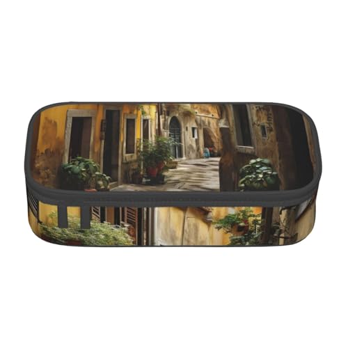 Longzehao Große Kapazität Fach Italienische Old Street Print Etui Aufbewahrungstasche für Bürobedarf, Schwarz, One Size, Art Deco, blacks, One size, Art Deco von Longzehao