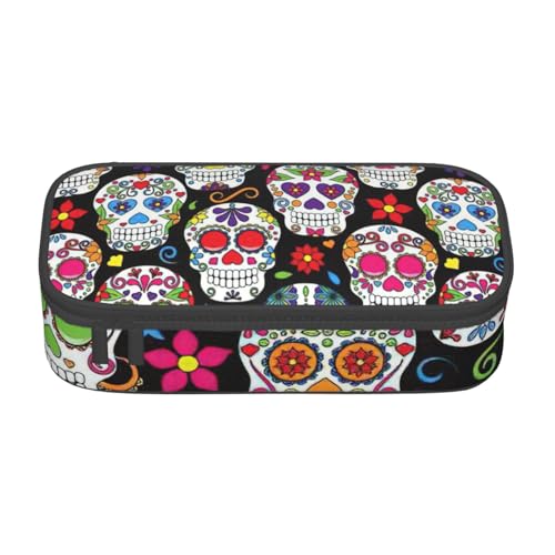Longzehao Große Kapazität Fach Zucker Skulls Print Etui Aufbewahrungstasche für Bürobedarf, Schwarz, One Size, Art Deco, blacks, One size, Art Deco von Longzehao