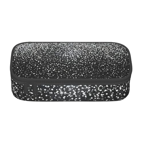 Longzehao Große Kapazität Fach glänzend Silber Glitzer Druck Federmäppchen Aufbewahrung für Bürobedarf, schwarz, one size, art deco, Schwarz, One size, Art Deco, schwarzes, One size, Art Deco von Longzehao