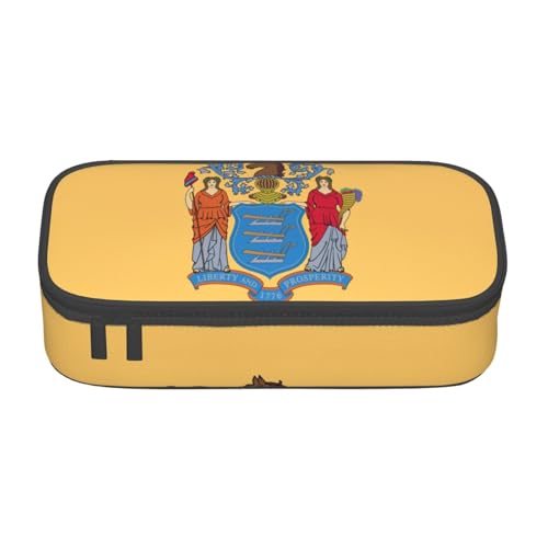 Longzehao Großes Fassungsvermögen Fach New Jersey Flag Print Etui Aufbewahrungstasche für Bürobedarf, Schwarz, One Size, Art Deco, blacks, One size, Art Deco von Longzehao