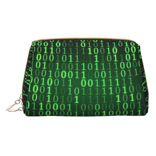 Longzehao Hacker Era Make-up-Tasche aus Leder, mit Reißverschluss, Kosmetiktasche, Reise-Organizer, Kulturbeutel, Clutch, Weiß, Einheitsgröße, Weiß, One Size von Longzehao