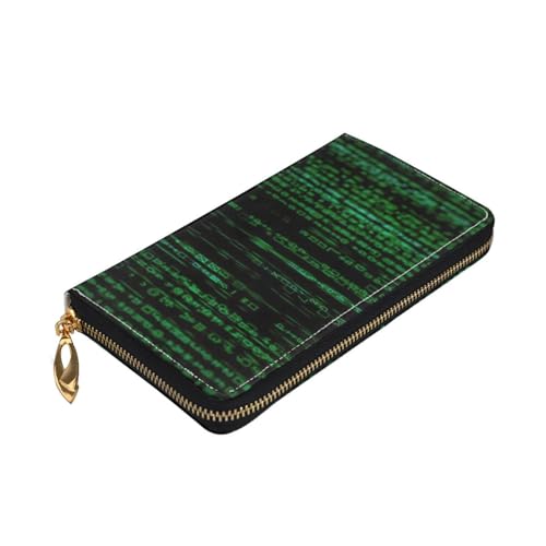 Longzehao Hacker Era Print Premium Leder Zip Around Wallet für Damen und Herren Scheckbuchhülle RFID Blocking von Longzehao